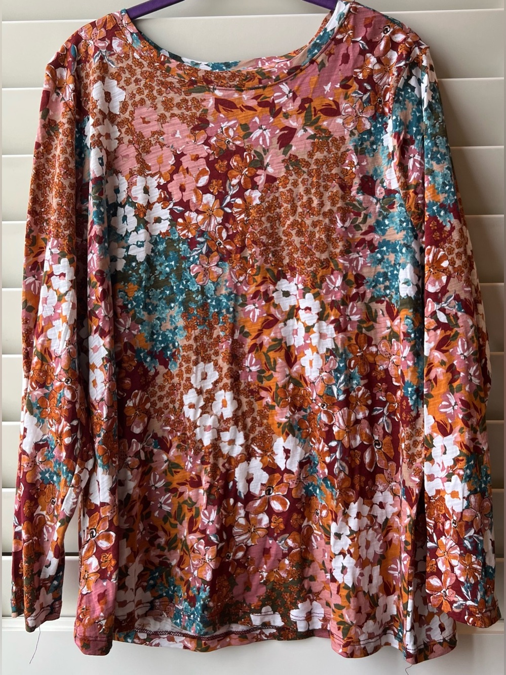 Blue Sol 1X New Floral Long-Sleeve Scoop Neck Top - Multi